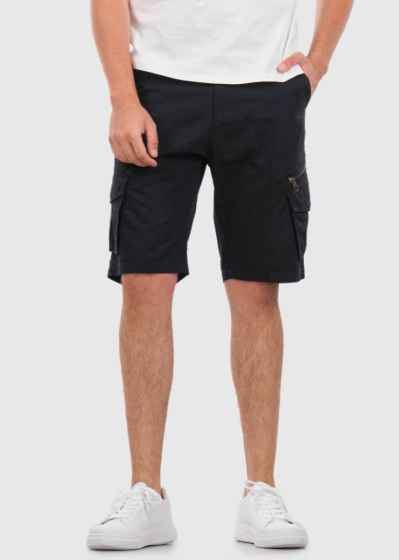 Asgeir black shorts with patch pockets
