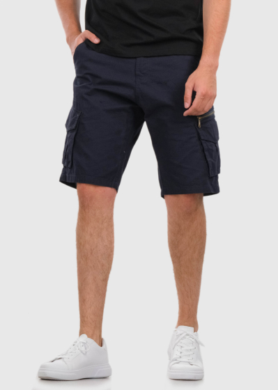 Asgeir dark blue shorts with patch pockets