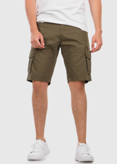 Asgeir khaki shorts with patch pockets