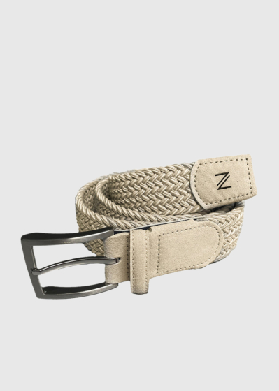 Giulio beige men's braided belt