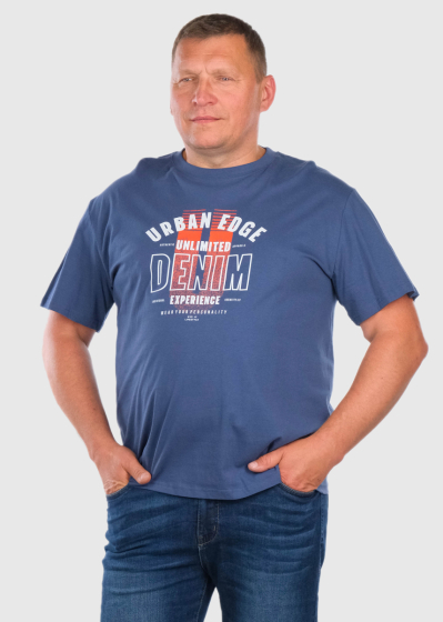 Batelt Plus Size blue t-shirt with a sign
