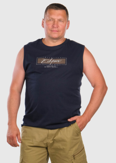 Britto Lielo Izmēru tumši zils t-krekls ar uzrakstiem 