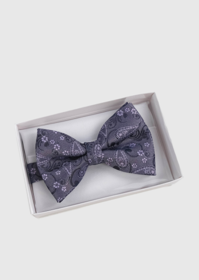 Dark purple mens bow tie in print
