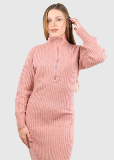 Aurora pink zipped sweater dress