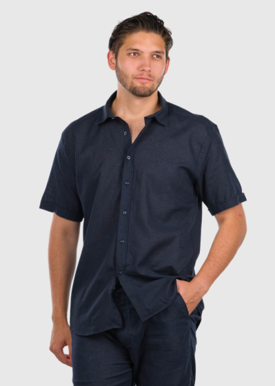 Ampelio dark blue men's short sleeve shirt