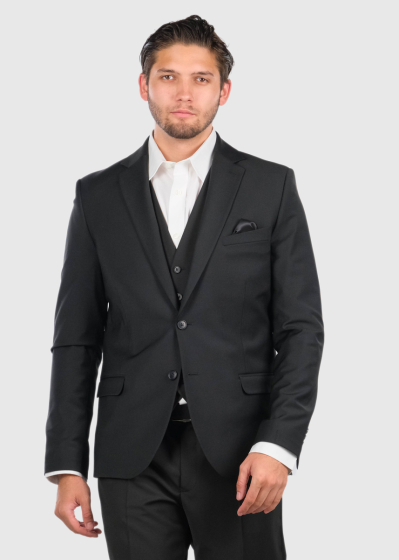 Blaz Slim Fit black woolen men's suit