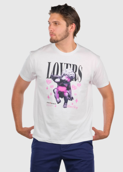 Ayaan balts vīriešu t-krekls ar rakstu