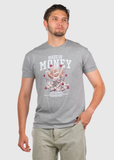 Aref pelēks vīriešu t-krekls ar rakstu