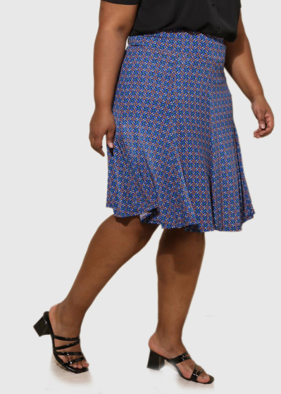 Carrie Plus Size blue printed skirt