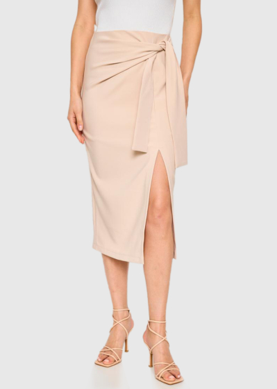 Chinara beige split hem skirt