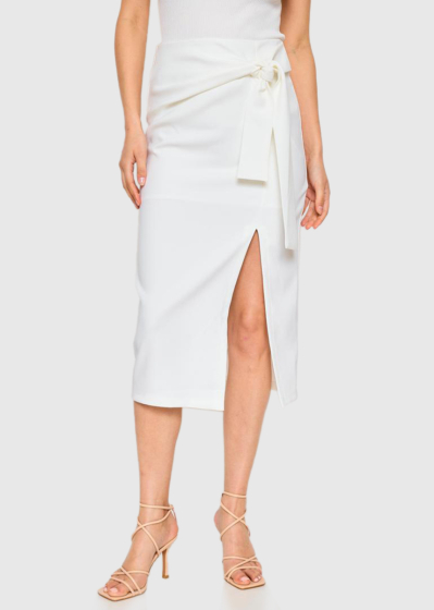 Chinara white split hem skirt