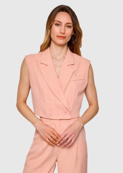 Avesta light pink women's vest with buttons