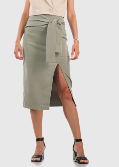 Chinara green split hem skirt