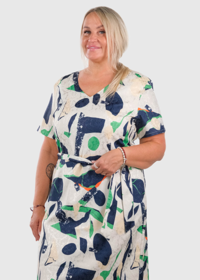 Annetta Plus Size evening dress with a belt