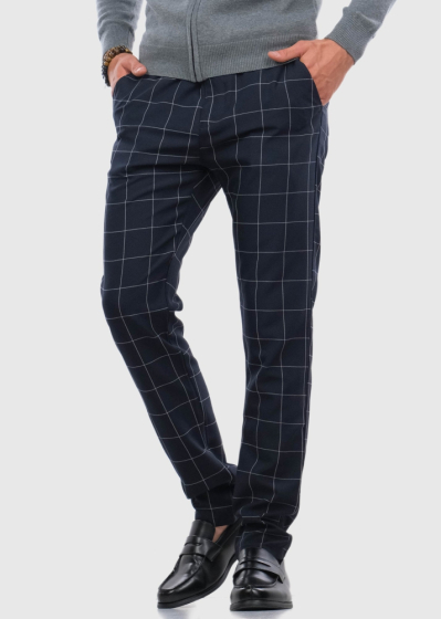 Barnaba dark blue checkered men's pants