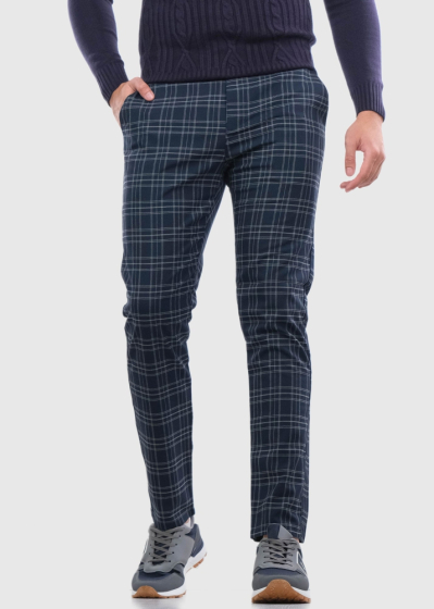 Baldovino dark blue men's checkered pants
