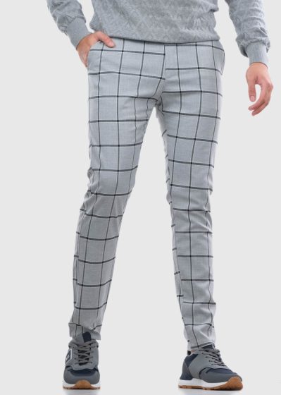 Balbino light grey men's checkered pants