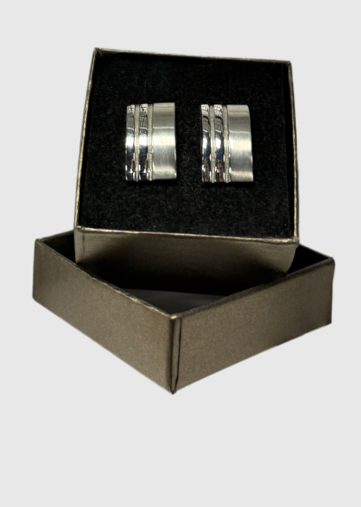 Silver-colored men's cufflinks