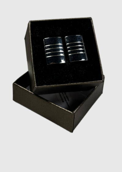 Silver-colored men's cufflinks