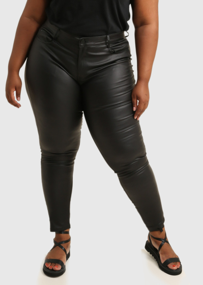 Dagny Plus Size black faux leather pants
