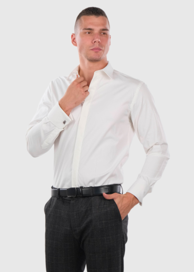 Slim Fit белая рубашка с длинными рукавами