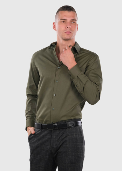 Slim Fit khaki long sleeve shirt