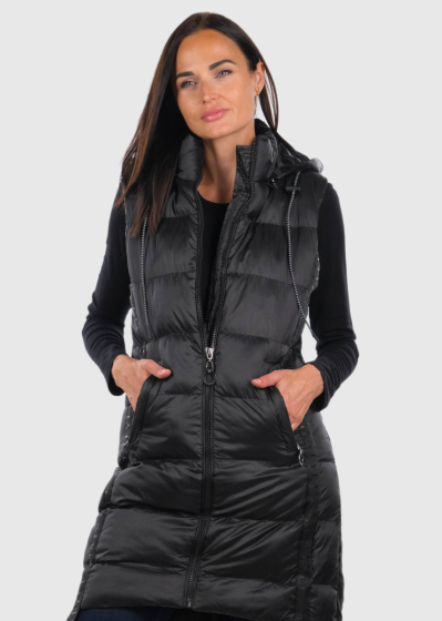 Emilianna black women's long vest