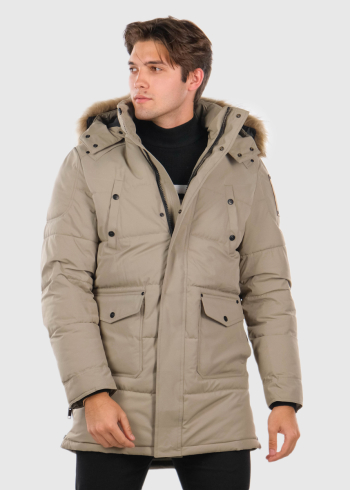 Dimitris beige parka with patch pockets