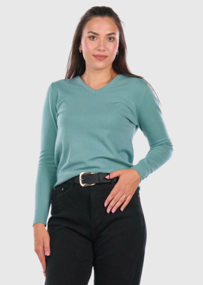 Eudora light green V-neck sweater