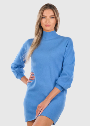Elnare blue high neck sweater dress