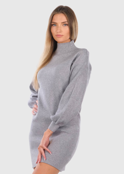 Elnare grey high neck sweater dress