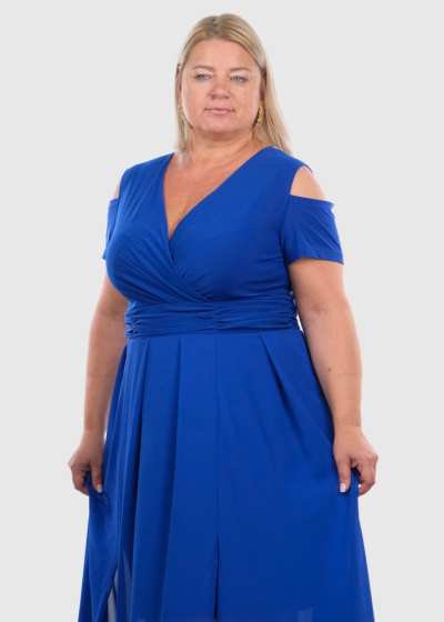 Erica Lielo izmēru tumši zila gara vakarkleita