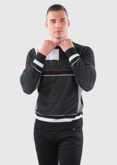 Elimar black sweater in geometric print