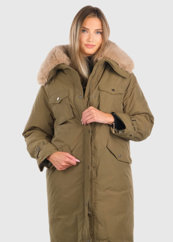 Gulsen khaki women's parka with patch pockets