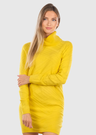 Geneva yellow high neck sweater dress