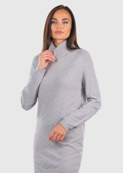 Geneva grey high neck sweater dress