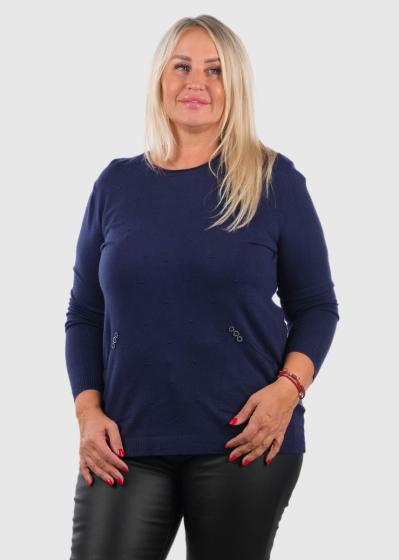 Irina Plus Size dark blue sweater with pockets