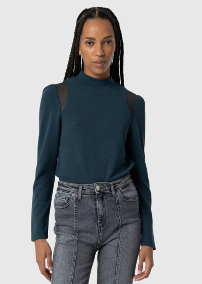Dark green sweater with inserts