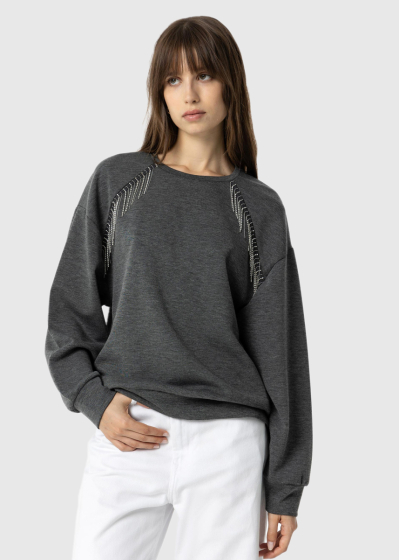 Grey sweater with beads