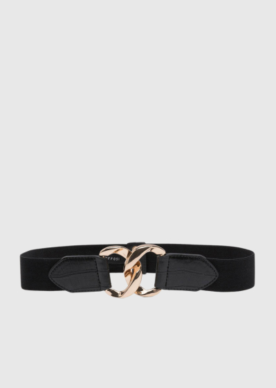 Black women's belt with metal detail