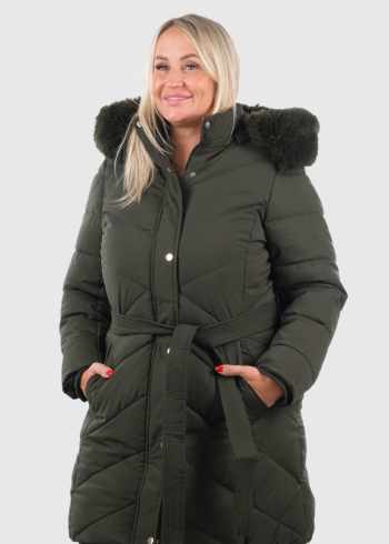 Davina Plus Size khaki women's jacket with belt