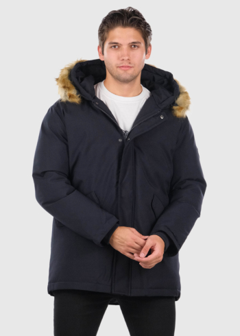 Erel dark blue men's parka with fur