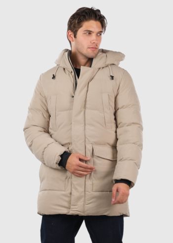 Erlis bēša parka ar kargo tipa kabatām