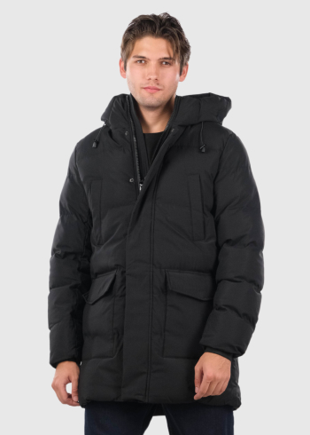 Erlis black parka with patch pockets