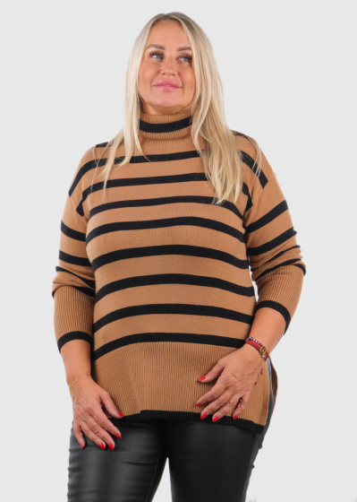 Elva Plus Size brown striped sweater