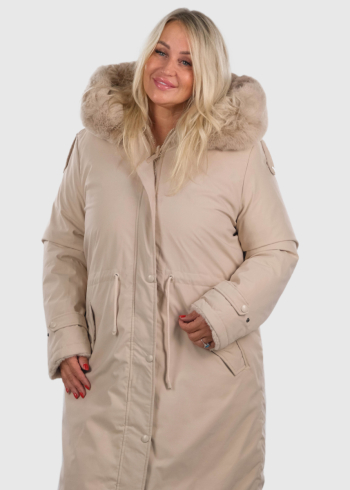 Ilona Plus Size beige drawstring jacket 
