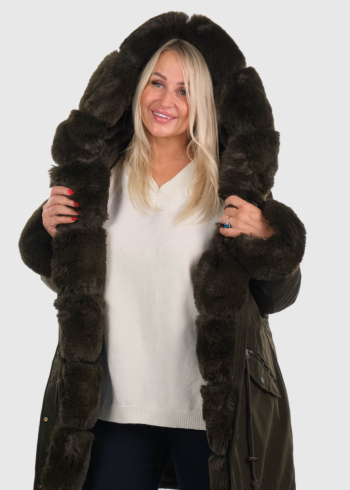 Ilaya Plus Size khaki fur inserts jacket