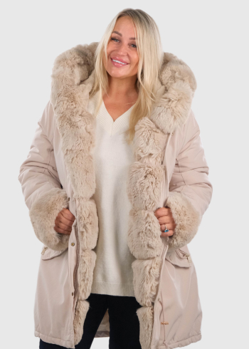 Ilaya Plus Size beige fur inserts jacket