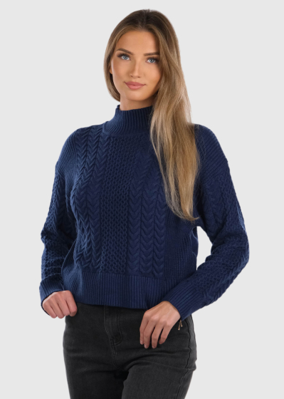 Blue braided knit sweater