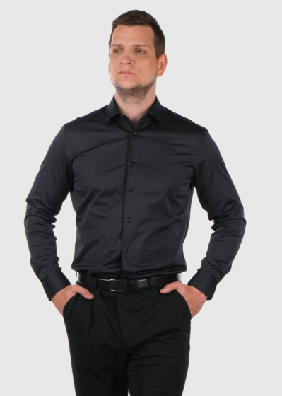 Regular Fit melns vīriešu krekls 